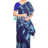 Dark Blue Staple Cotton Mekhela Chador in paisley design